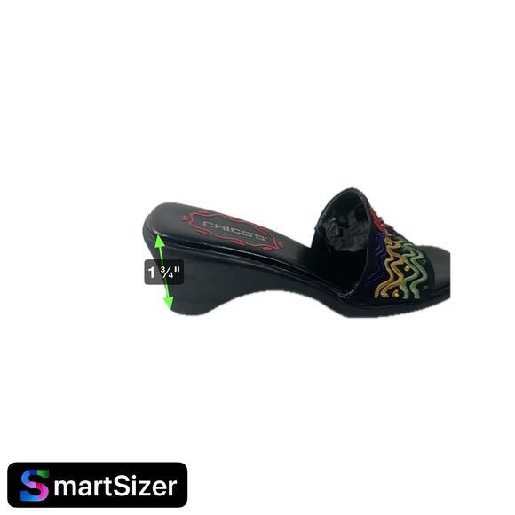 Chico's Women's Size 8M VTG 80s 90s Black Rainbow Embroidery Heeled Slides READ - Picture 11 of 11